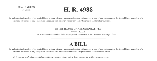 US bill proposes 21st-century privateers to take on cybercrime