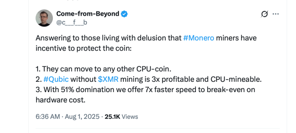 Qubic&rsquo;s &lsquo;Warming up the Engines&rsquo; Report Details 51% Strategy Ahead of Showdown With Monero