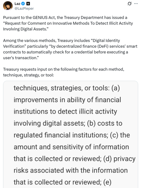 US Treasury’s DeFi ID plan is ‘like putting cameras in every living room’ US Treasury’s DeFi ID plan is ‘like putting cameras in every living room’