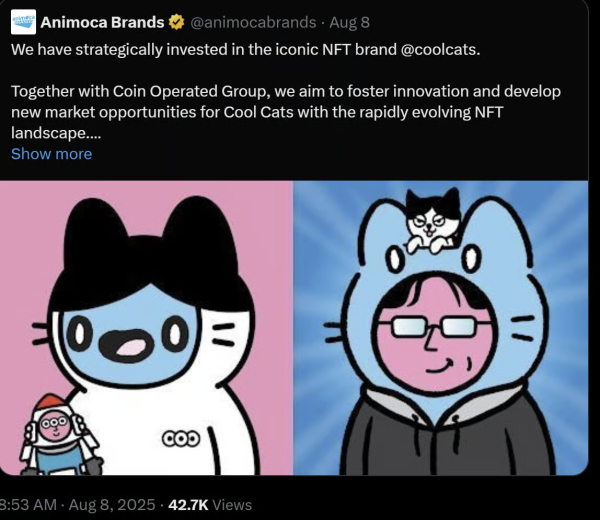 Could Animoca Brands&rsquo; investment bring the Cool Cats back?